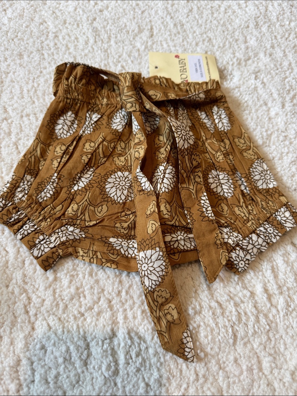 Yo Baby High-Waist Floral Tie-Waist Women’s Shorts - Brown Floral
